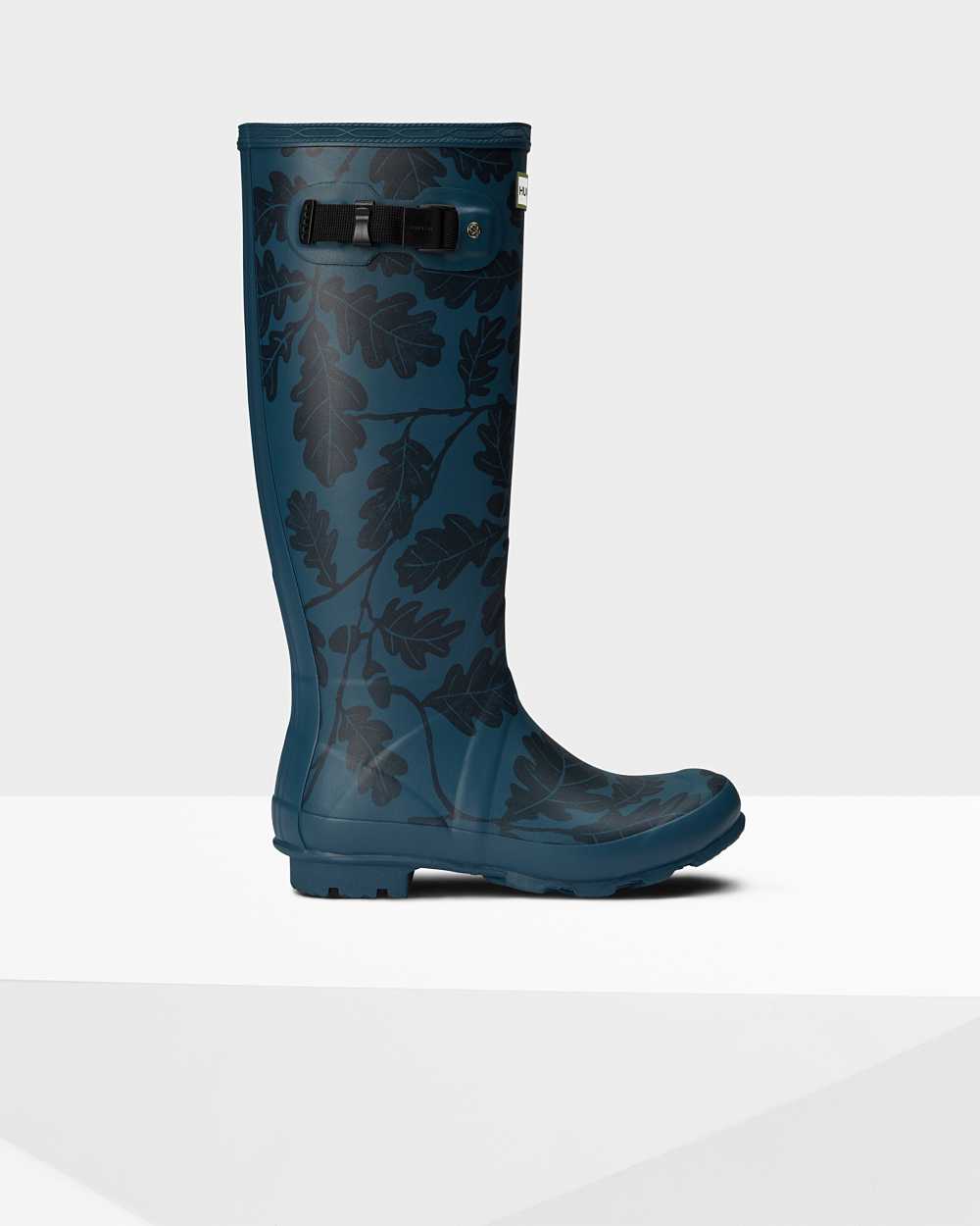 Womens Hunter National Trust Print Norris Field Rain Boots Blue | WECFPJ-270